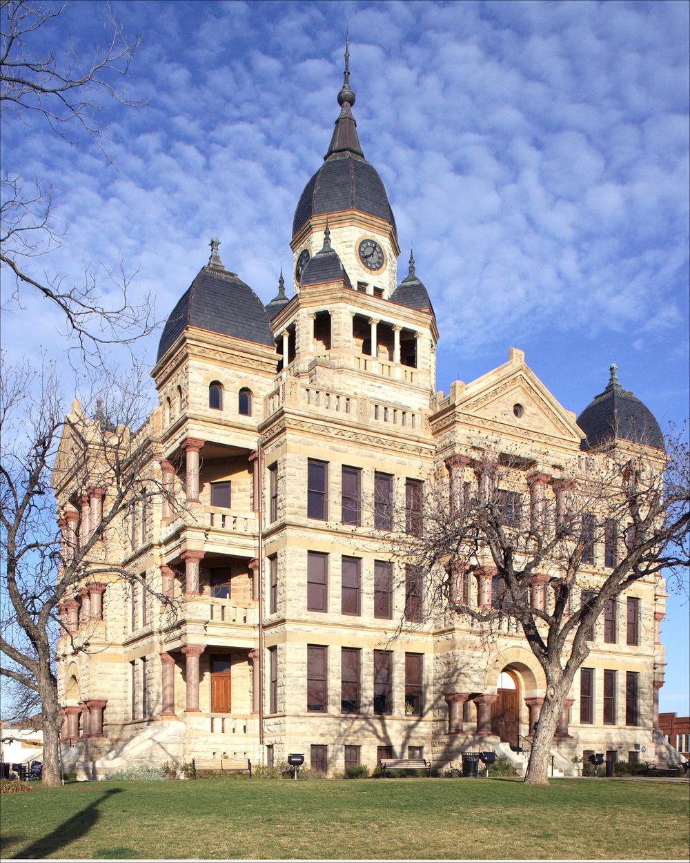 The historic Denton County Courthouse-on-the-Square in Denton, Texas